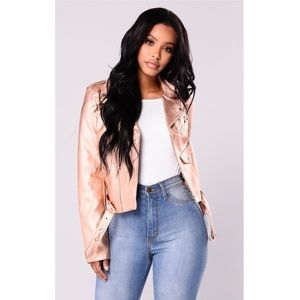 Rose Gold Crop Moto Jacket